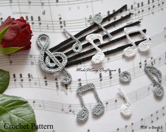 Musical Note Crochet Pattern: Treble Clef, Quarter, Half, Eighth Note (Digital Download)