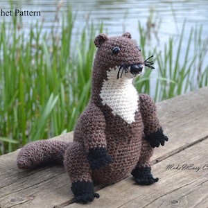 Otter crochet pattern Amigurumi tutorial Realistic river otter Toy pattern Crochet wildlife Collectible toys Animal patterns PDF