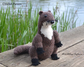 Otter crochet pattern Amigurumi tutorial Realistic river otter Toy pattern Crochet wildlife Collectible toys Animal patterns PDF
