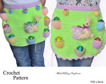 Egg apron Crochet pattern Egg gathering Collecting apron for boys and girls Egg hunting Egg-cellent apron Egg pockets Easter pattern