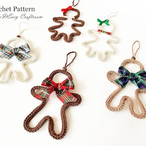 Gingerbread man ornament CROCHET PATTERN Christmas hanging ornaments Gingerbread boy Gingerbread girl Tree decoration Xmas gift tag Keepsake