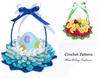 Crochet Flower Basket Pattern: Easter Egg Candy Vase (PDF Pattern)
