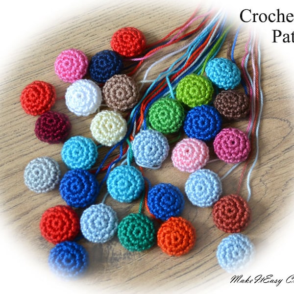 Botones cubiertos de crochet Tutorial en PDF Fácil de hacer Botones para coser Botones redondos decorativos Manualidades DIY