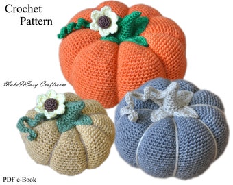 Crochet pumpkin pattern Fall decor Thanksgiving Farmhouse decor Autumn pumpkin amigurumi Harvest ornament Halloween PDF tutorial