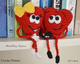 Heart amigurumi Crochet pattern PDF Valentine hearts Wedding anniversary Hearts couple Crocheted small stuffed heart tutorial