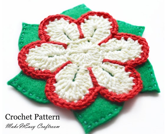 Flower Coaster Crochet Pattern Felt Floral Coaster Tea Party Table Decor Drinks Coaster Bridal Shower Christmas Coaster Coaster Patterns Pdf