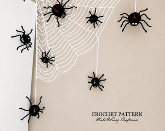 Patrón de telaraña a crochet: Decoración de araña y telaraña para Halloween (PDF)