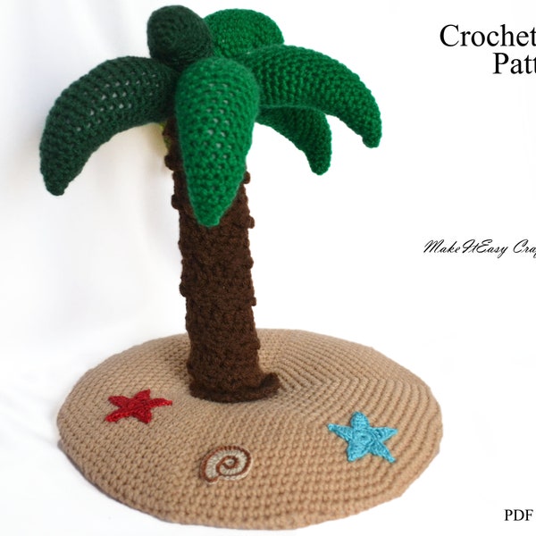 Palm tree crochet pattern Crochet sea island Sea stars applique Crochet tropical beach and palm Crochet mini island Digital download