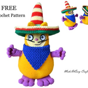 FREE CROCHET PATTERN Hungry Henry amigurumi Crochet toy Cartoon character Crochet cat
