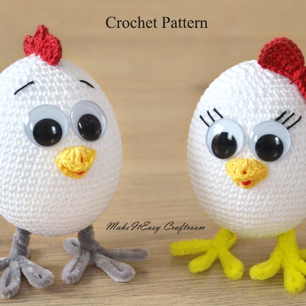 Easter chicken Crochet pattern Baby chicks amigurumi Crocheted farm birds Egg hunt Chicken ornament Easter patterns PDF