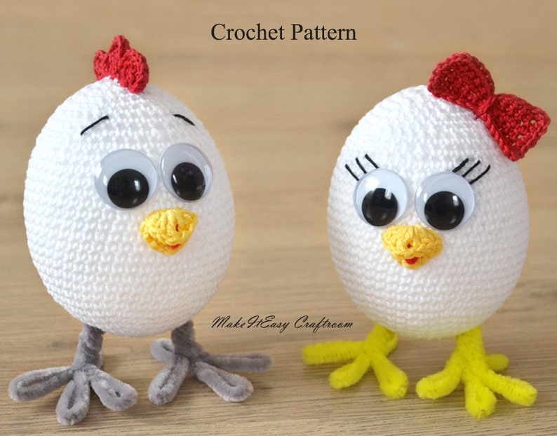 Easter chicken Crochet pattern Baby chicks amigurumi Crocheted farm birds Egg hunt Chicken ornament Easter patterns PDF 画像 1