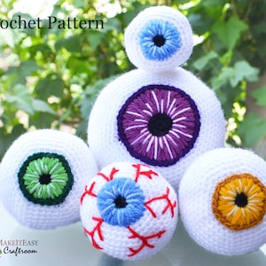 Crochet eyeballs Creepy eyes Crochet pattern Spooky eyes with blood vessels Halloween patterns Eyeball amigurumi Crochet monster eyes