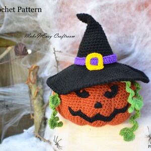 Halloween Pumpkin Witch Crochet Pattern: Amigurumi Ornament (PDF Pattern)