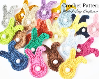 Patrón de crochet para aplique de conejito: Adorno de conejo de Pascua (patrón PDF)