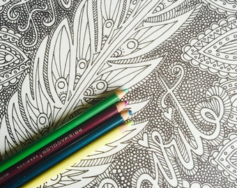 Adult Coloring Page - Free Spirit, Fantasy Coloring Page, Instant Download Coloring Page,  Digital Download