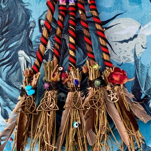 Mini Witches Besom Brooms Made with natural curiosities Cruelty Free