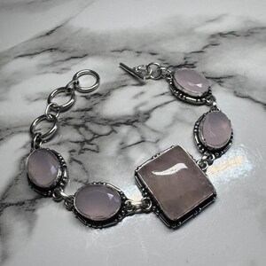 Silver 925 Rose Quartz Bracelet