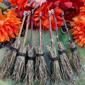 Sparkly Mini Witches Besom Brooms Made with natural curiosities Cruelty Free