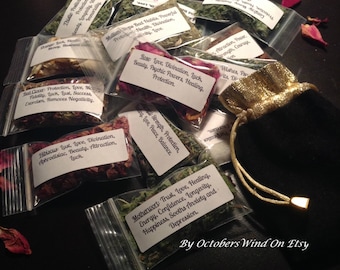 New Herbs! Magickal Herbs Sampler Kit By Octobers Wind Organic Dried Herbs