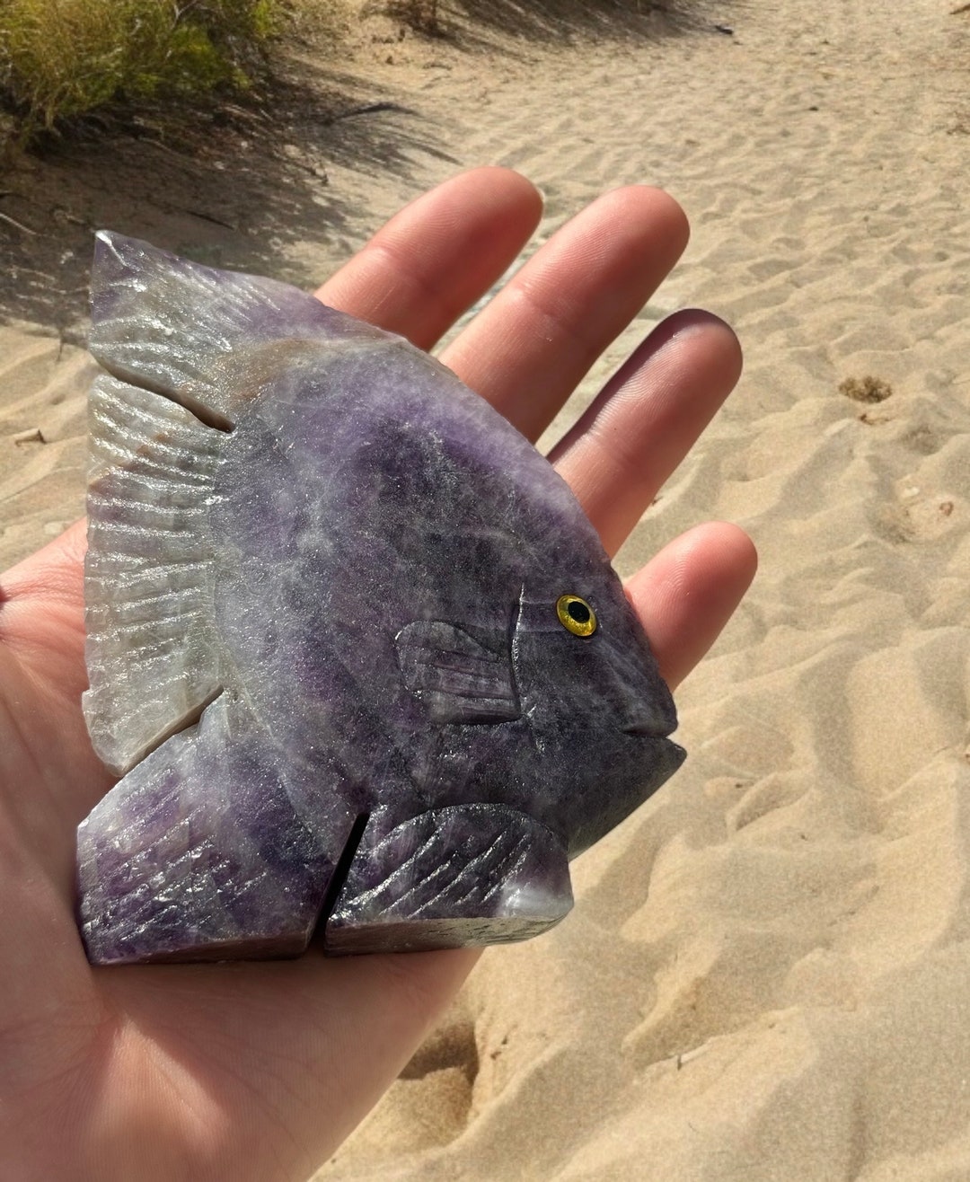 Amethyst Crystal Fish Figure Fish Decor Fish Sculpture Crystal Carving ...