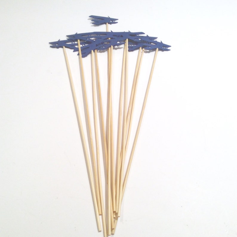 ON SALE! 12 per order Centerpiece Party decor baby shower Navy Vintage style Airplane toppers on 12 skewers Airplane Party picks