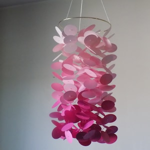 Pink Ombre Floating circles paper mobile. Nursery mobile, Crib mobile, Baby nursery, Birthday Gift, Wedding decor, Modern nursery decor
