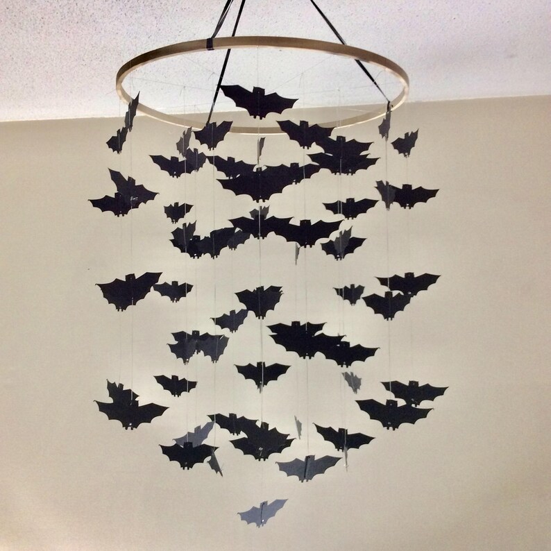 Black Bats Nursery Mobile Bat Paper Mobile Hanging Bats Etsy