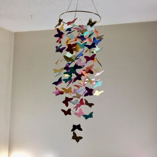 Multi colored fluttering BUTTERFLY mobile! Nursery mobile, Crib mobile, Happy Birthday, Chandelier mobile