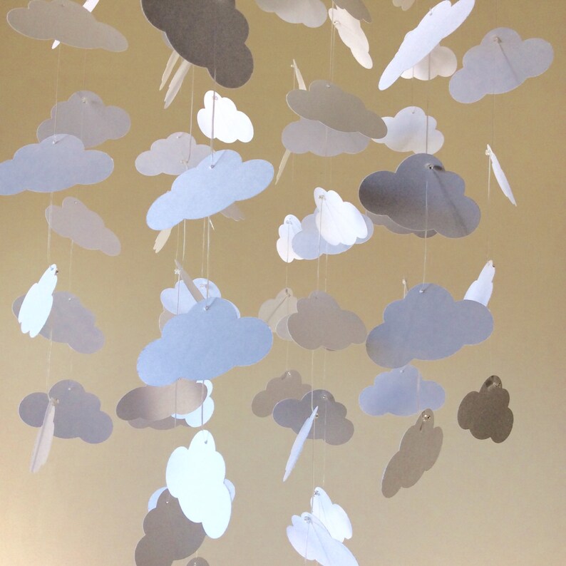 Baby Nursery mobile White cloud mobile Modern crib mobile Etsy