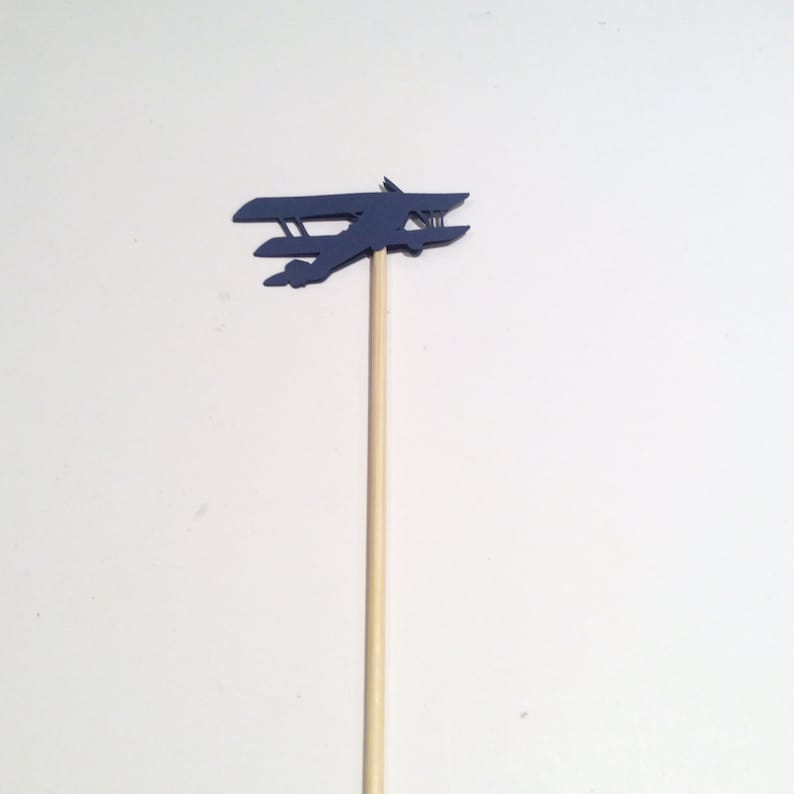 ON SALE! 12 per order Centerpiece Party decor baby shower Navy Vintage style Airplane toppers on 12 skewers Airplane Party picks