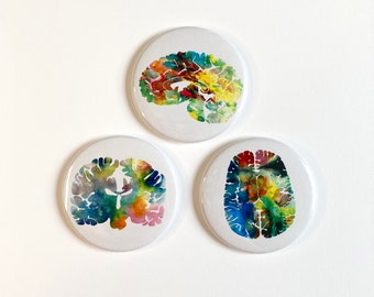 Neuroscience Fridge Magnet - Medical Student Gift Idea - Set of 3 Brain Art Refrigerator Magnet - Chore Magnets - Graduation Gift