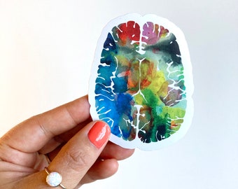 Axial Human Brain Sticker - Stickers - Neuroscience, Psychiatry and Psychology Art - Christmas Teacher Gifts and Stocking Stuffer