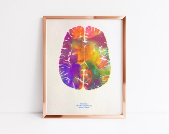 Risograph Print - Medical Student Gift - Human Brain Art  - 8.5" x 11" - Medical Wall Art - Riso Print - Risograph Art - Neuroscience Art
