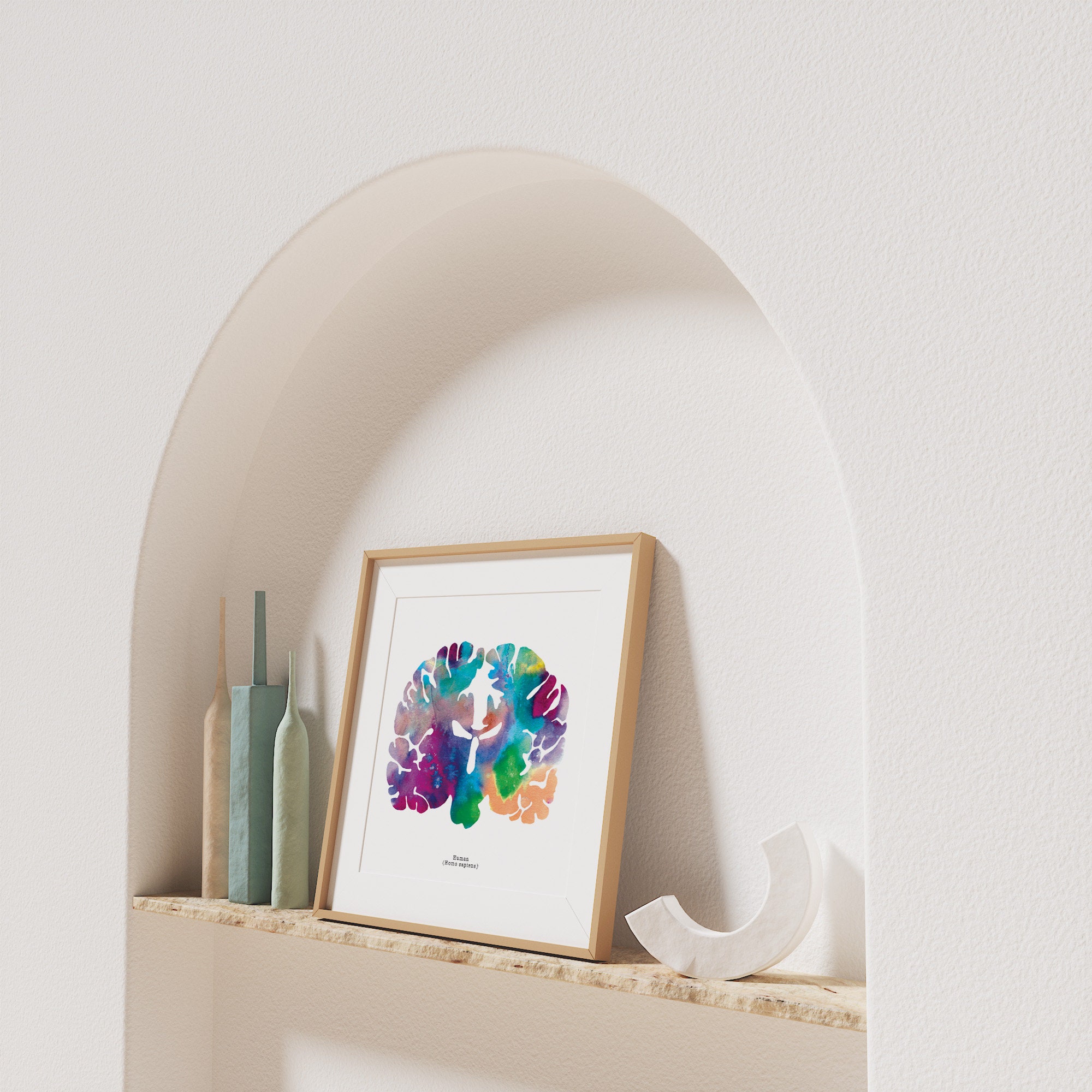 Human Brain Art Print - 8.5" X 8.5" Watercolor Neurology Artwork ...