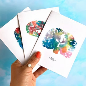 Neurowetenschappelijke wenskaarten - set van 12 bedankkaarten voor geestelijke gezondheid met enveloppen + gratis stickers - cadeau verpleegkundige + kaarten medische student