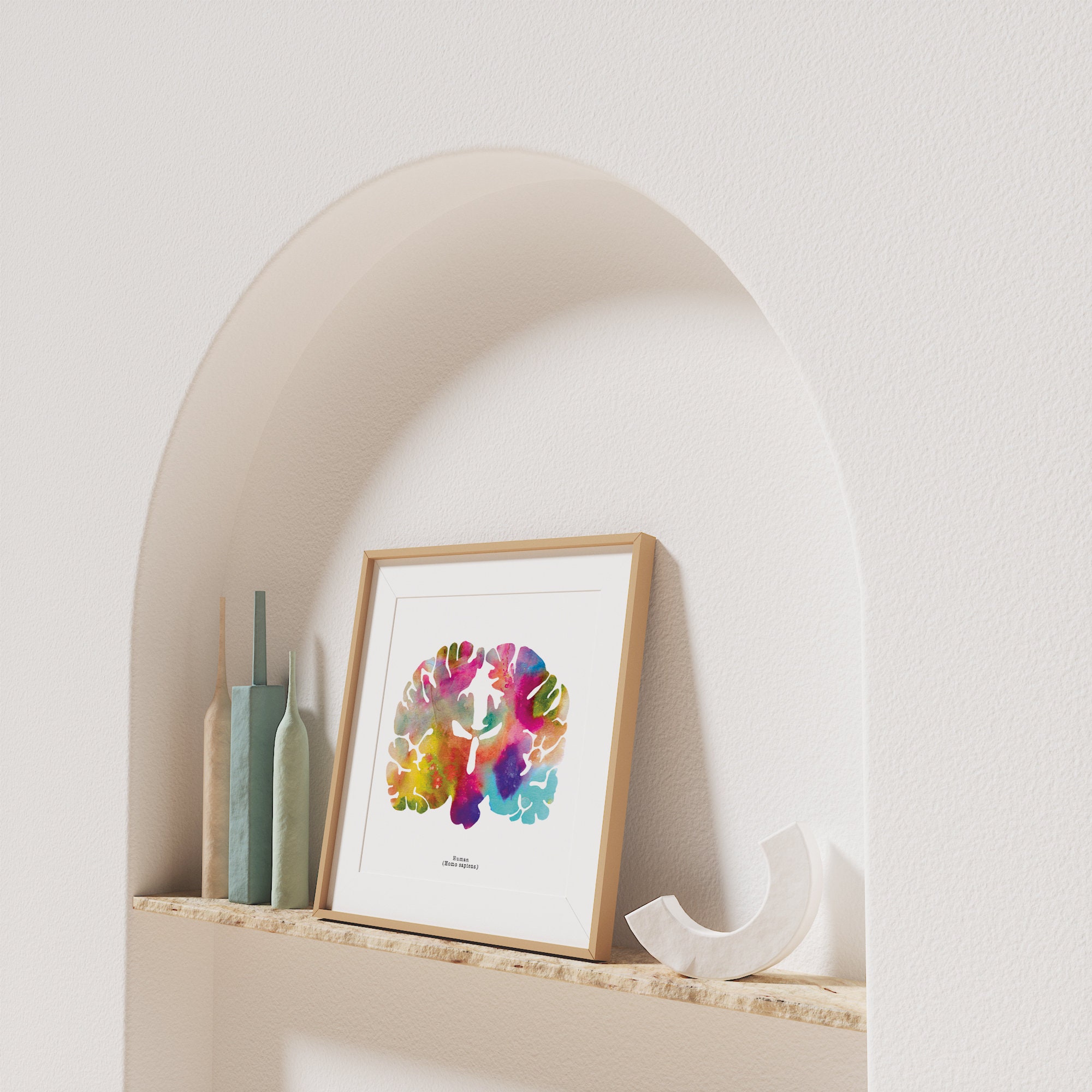 Human Brain Art Print - 12" X 12" Watercolor Artwork Prints - Colorful ...