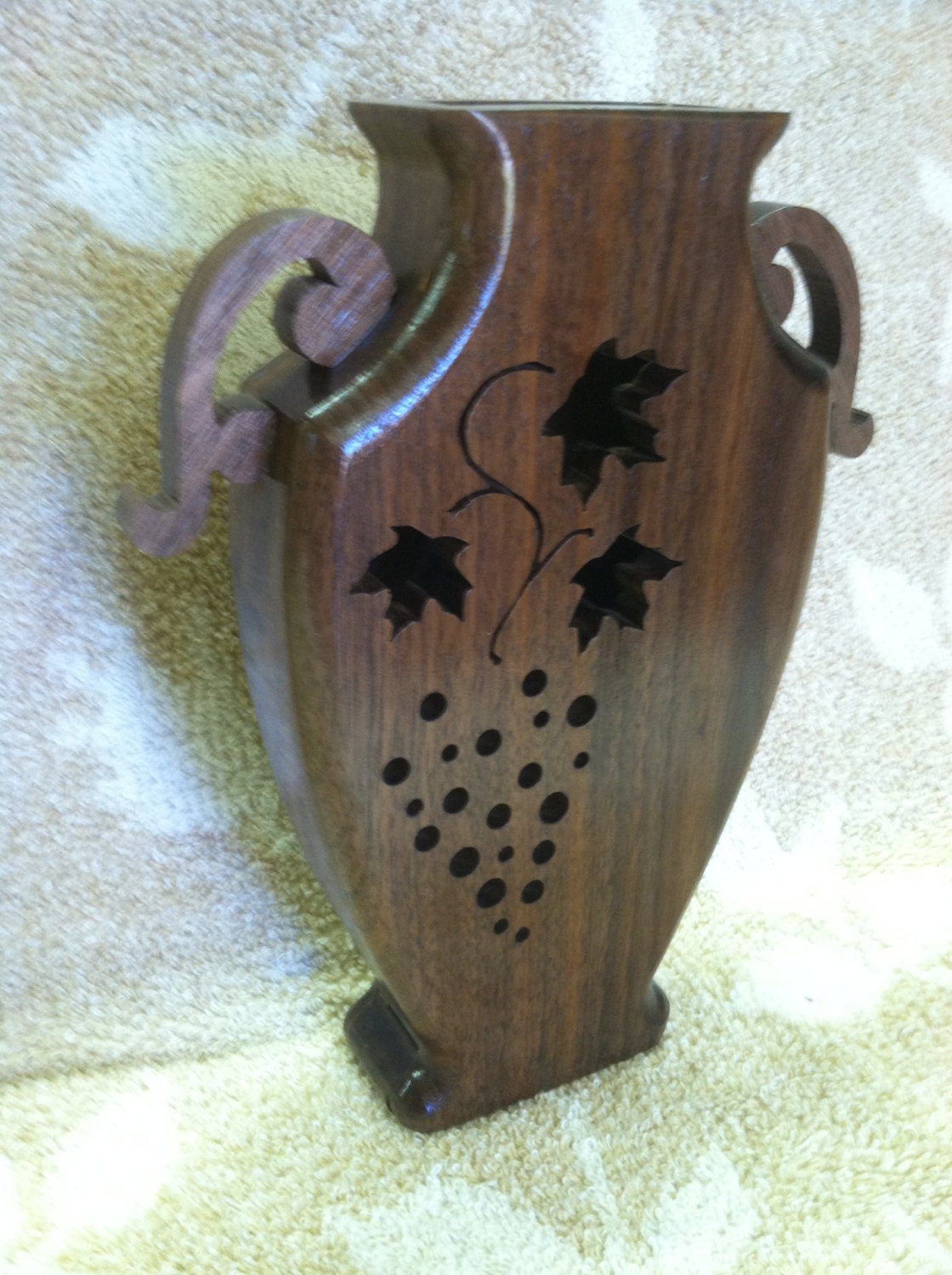 The Olivia Scroll saw Vase Walnut Etsy