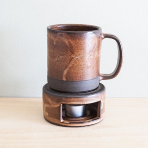 Tea Light Mug Warmer in Black Moss, Cinnamon or Fog Gray. Keep