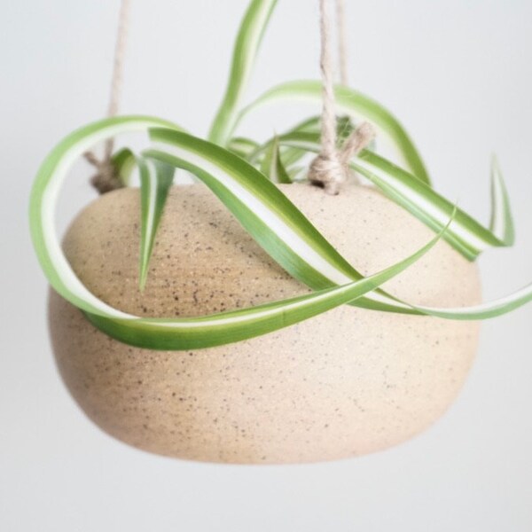 Sand Small Hanging Planter. Handmade ceramic hanging planter. Perfect for air plants or succulents.
