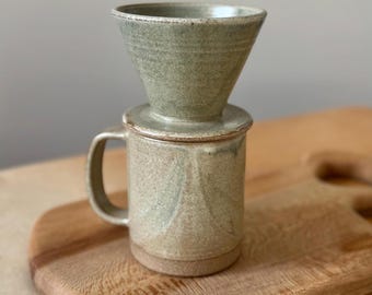 Handmade Stoneware Pour Over Coffee Dripper in Feather Green | Special Edition