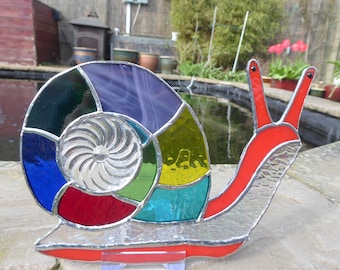 Snail Made From Colourful Stained Glass Suncatcher