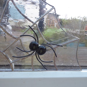 Spider's Web and Spider Made From Stained Glass To Fit In The Corner of a Window Suncatcher image 5