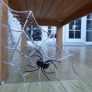 Spider's Web and Spider Made From Stained Glass To Fit In The Corner of a Window Suncatcher image 3