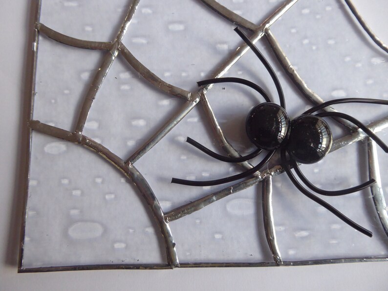 Spider's Web and Spider Made From Stained Glass To Fit In The Corner of a Window Suncatcher image 7