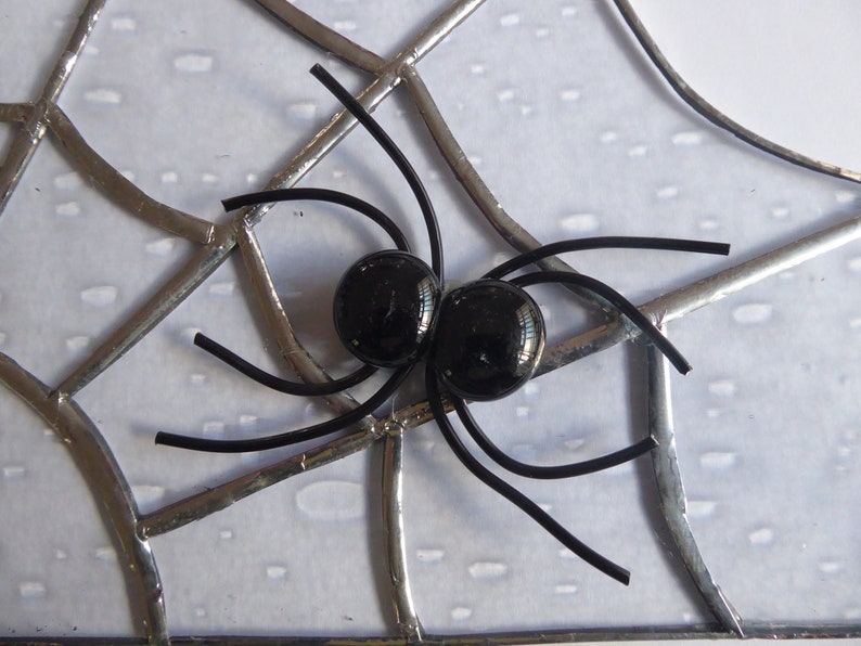 Spider's Web and Spider Made From Stained Glass To Fit In The Corner of a Window Suncatcher image 2