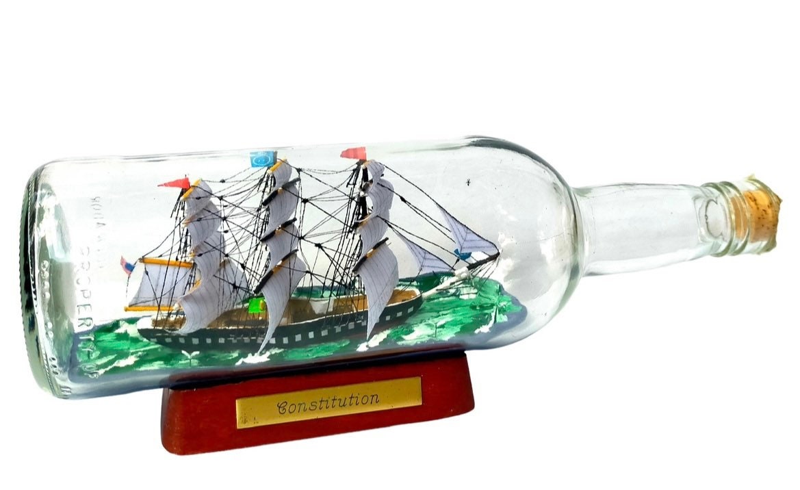 USS Constitution ship in a bottle, full size.