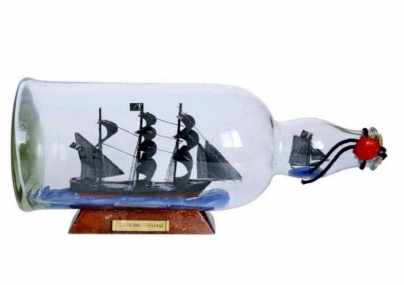 Blackbeards Pirate Ship in a bottle Etsy