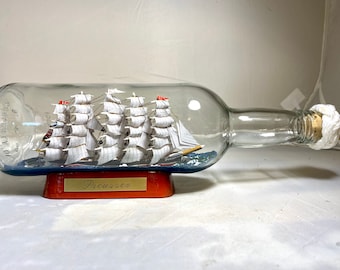 Five masted European made ship in a bottle