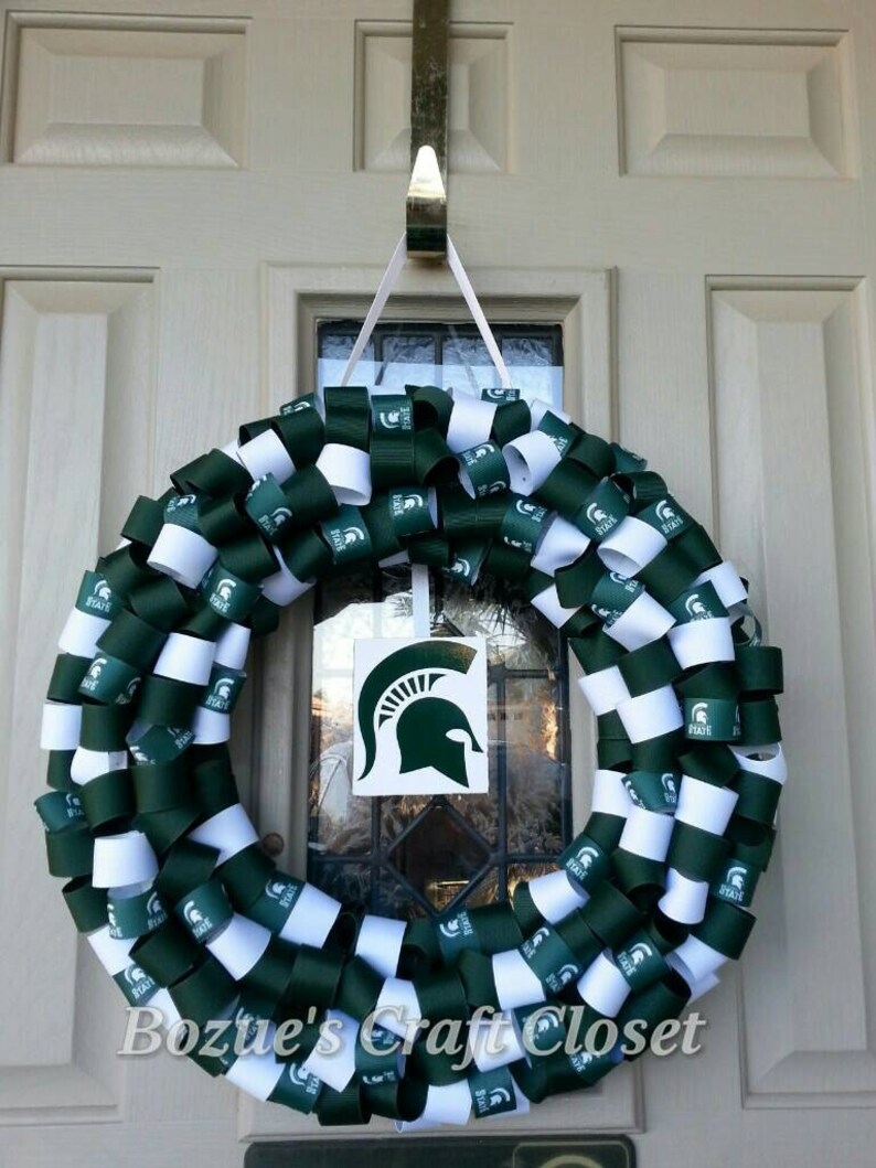 Show your Spartan pride Spartans wreath Michigan Spartans Michigan State wreath College inspired ribbon wreath father/'s day gift