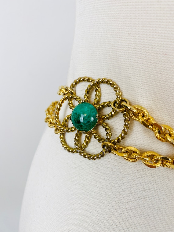 Rare 1970s 70s YSL Yves Saint Laurent Gold Flower… - image 8